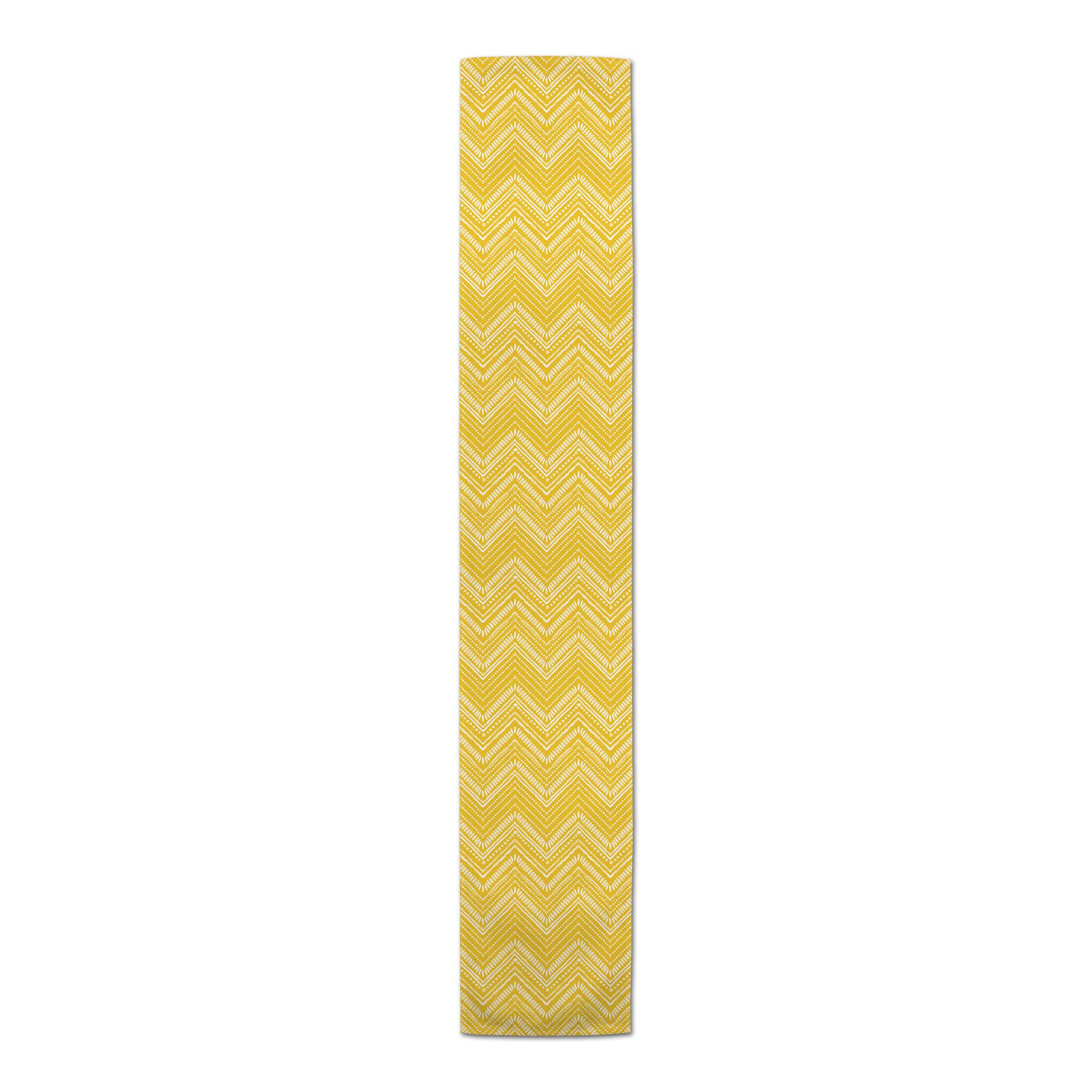 Yellow Tribal Sketches Indoor/Outdoor Table Runner